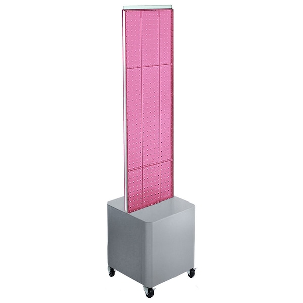 Two-Sided Pegboard Floor Display on Wheeled Studio Base